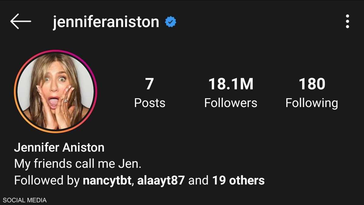 أنستون جلبت 18 مليون متابع على إنستغرام