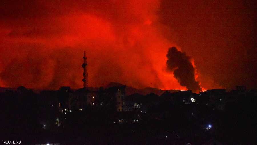 سماء حمراء غطت مدينة غوما القريبة من الركان