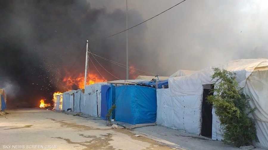 حريق كبير في خيم الإيزيديين