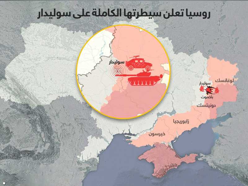 القوات الروسية تعلن السيطرة التامة على سوليدار الاستراتيجية | سكاي نيوز عربية