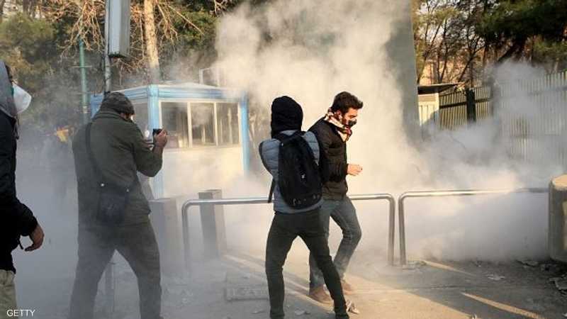 جانب من الاحتجاجات في العاصمة الإيرانية طهران.